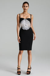 Jacey Mesh Flower Bandage Midi Dress
