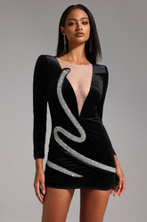 Trese V-Neck Long Sleeve Diamond Mini Dress