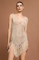 Janetta Halter V-Neck Hollow Out Mini Dress