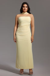 Kaxani Strapless Slim Flowers Backless Maxi Dress
