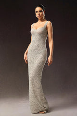 Radmila Sleeveless Sequins Fish Tail Maxi Dress