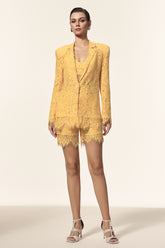 Rosee Halter Long Sleeves Lace Coat And Shorts Three-Piece Set