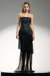Lunia Sleeveless Diamond Ruffle Bandage Maxi Dress