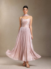 Yeil Fold Ribbon Midi length evening dress