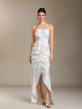 Lexy Chest smearing Fold Bow Slit maxi formal dress