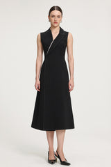 Contrast-Stitched Crepe Midi Dress