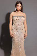 Kori Strapless Diamond Sequins Maxi Dress