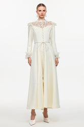 Eudora Romantic Flowy Long Sleeve Lace Woven Maxi Dress