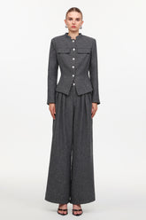 Jye Classic Tailored Long Sleeve Rhinestone Woven Blazer And Pants Two-Piece Set