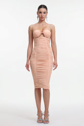 Lucia Romantic Contour Sleeveless Ruched Midi Dress