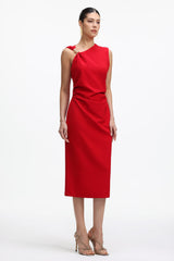 Zaria Classic Tailored Asymmetrical Woven Maxi Dress