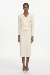 Serafe Romantic Contour Long Sleeve Knit Top And Skirt Two-Piece Set