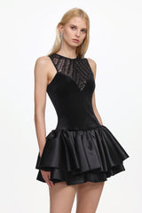 Sareza Chic Contour Deep V Sleeveless Sequin Mini Dress