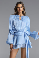 Dekia Long Sleeves Hollow Out Flounce Mini Dress