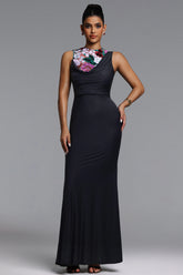 Racer Chic Contour Sleeveless Embellished Floral Sequin Maxi Dress