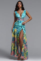 Jussi Resort Flowy Print One Piece Swimsuit Two Piece Set