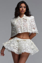 Sarah Chic Short Sleeve Lace Top Or Skirt Two Piece Set