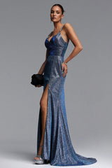 Vivi Chic Contour V Neck Pleated Glitter Maxi Dress