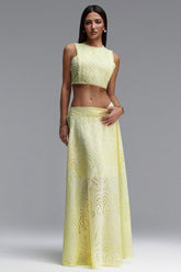 Rereny Resort Flowy Sleeveless Woven Top and Skirt Two Piece Set