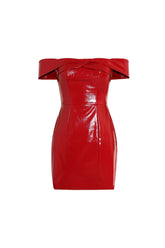 Fierce One Shoulder Artificial Leather Mini Dress