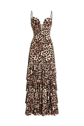 Zambezi Deep-V Sleeveless Ruffled Backless Maxi Dress