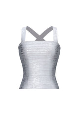 Teray Classic Contour Metallic Silver Bandage Top