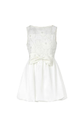Shea Sleeveless Bowknot Embroidery Flowers Lace Mini Dress