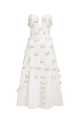 Eve Flowers Tube Midi Dress - White
