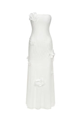 Kosala Flowers Strapless High Slit Maxi Dress