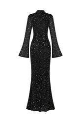 Eurien Choker Long Sleeve Diamond Maxi Dress