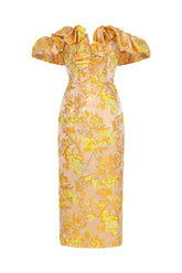 Merrit Off-the-Shoulder Jacquard Midi Dress
