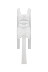 Kawayi Sleeveless Flowers Hollowed Out Mini Dress