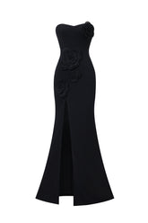 Stretchy Sleeveless Flowers Slit Bandage Maxi Dress