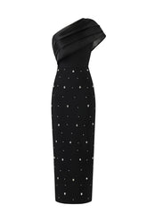 Ninon One Shoulder Sleeveless Diamond Bandage Maxi Dress