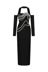 Lokama Strapless Rhinestone Bandage Maxi Dress