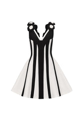 Serela Sleeveless V-Neck Flower Bandage Mini Dress