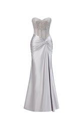 Denny Strapless Sequin High Slit Maxi Dress