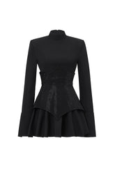 Tanria Classic Tailored Long Sleeve Crystal Mini Dress