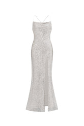 Fagra Glamorous Contour Sleeveless High Slit Sequin Maxi Dress