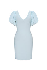 Winiva Classic Contour V Neck Short Sleeve Bandage Midi Dress