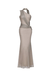 Uabeza Chic Contour One Shoulder Drape Cut Out Maxi Dress