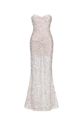 Vla Elegant Contour Strapless Sequin Maxi Dress