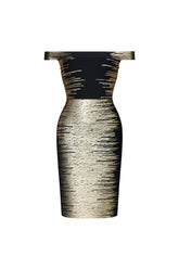 Racy Chic Contour Off Shoulder Metallic Bandage Mini Dress