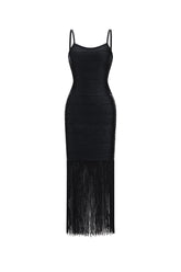 Demere Chic Contour Fringe Bandage Maxi Dress