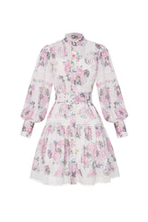 Myrna Lace Decorated Printed Dress