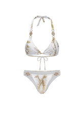 Rina Halter Sleeveless Diamond Gold Stamping Bikini