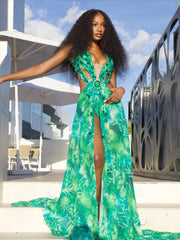 Yoland Printed Embellished Maxi Dress