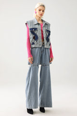 Tihila Cutout Denim Vest