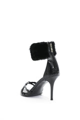 Myka Furry Zipper Stiletto Sandals