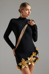 Grinin Cut Out Flowers Bandage Mini Dress
